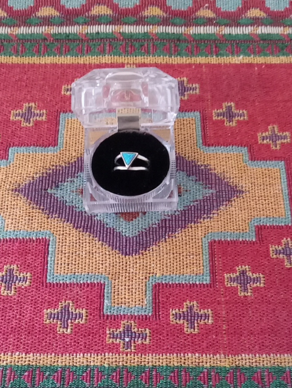 Sterling Silver 92.5 Ring with Opal Triangle Stone